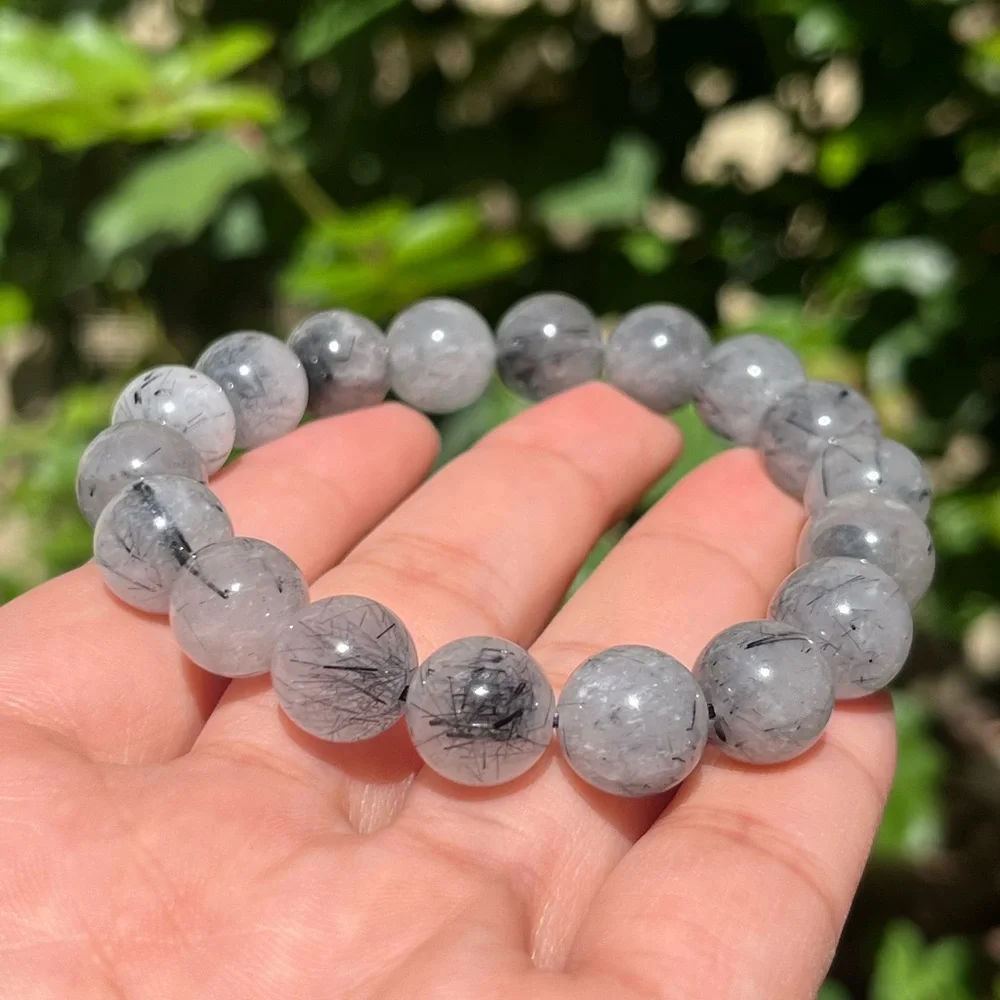 11mm strechable tourmalinated quartz bracelet‎